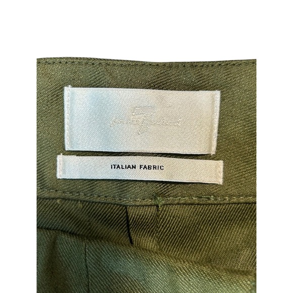 7 For All Mankind Italian Fabric Olive Green Wide Leg Linen Blend Pants Size 2 - Picture 4 of 10
